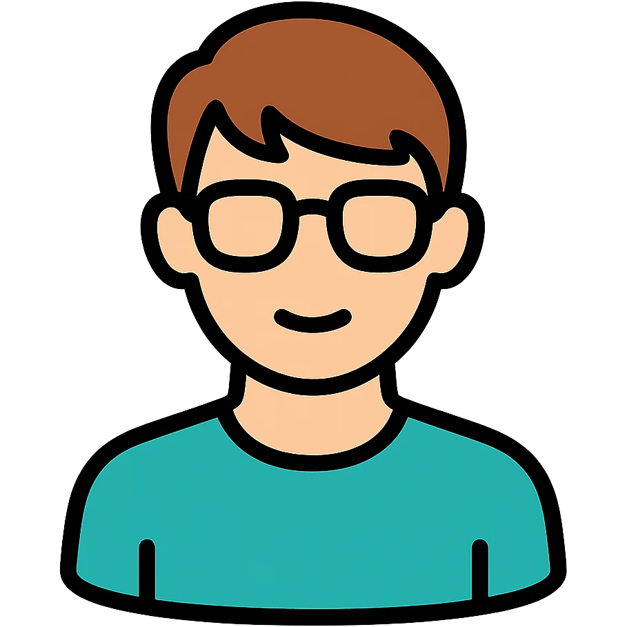 male with glasses, French cut hairstyle, brown hair emoji