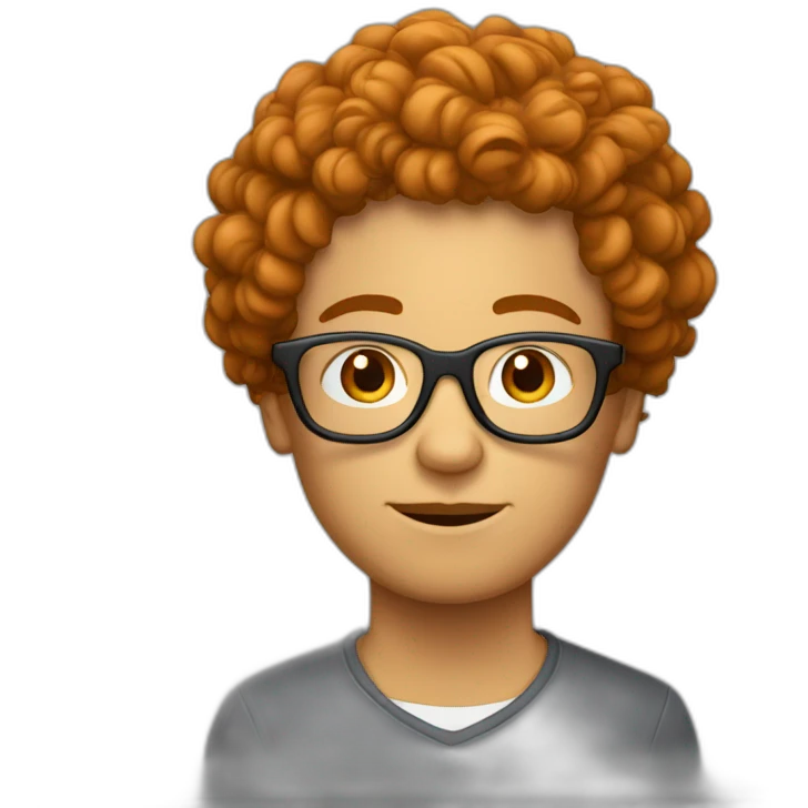 Personne avec cheveux bouclés roux et lunettes emoji