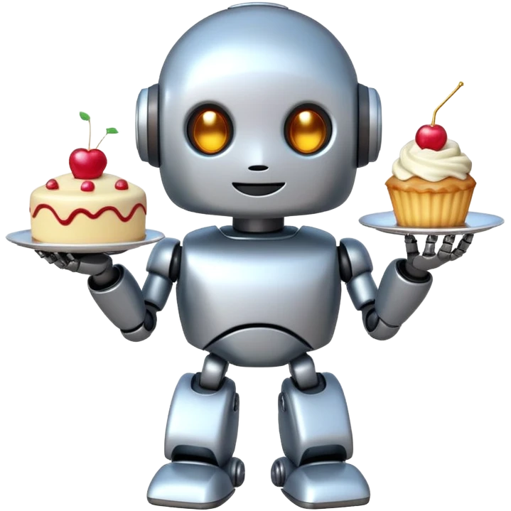The cute robot and dessert, 3d emoji emoji