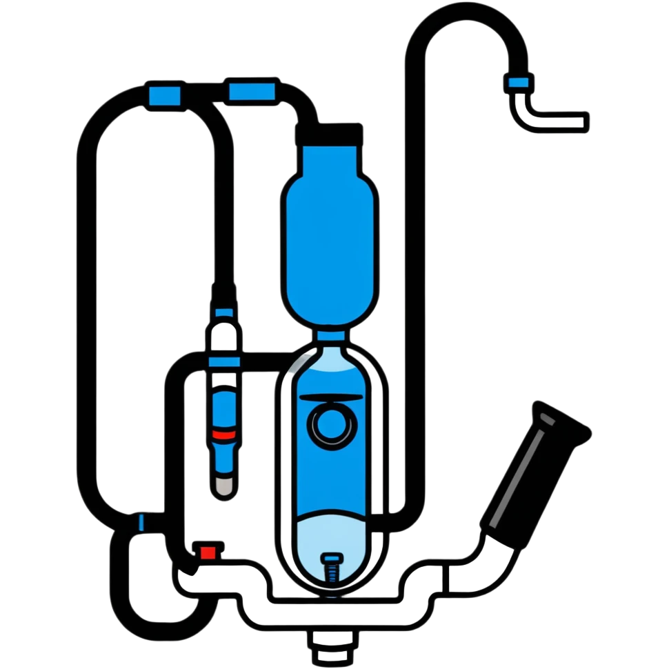 Bright blue mouthpiece with breathing valve and oxygen tube for VO2 max testing, no person emoji