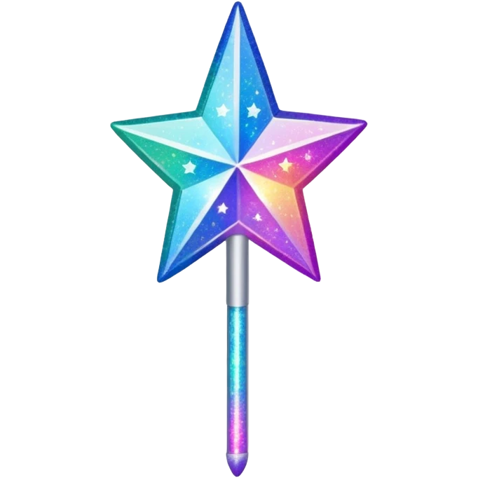 shiny and sparkly glitter magic wand with a star tip emoji