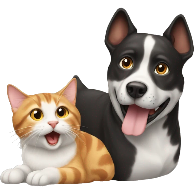 A dog plying with a cat emoji