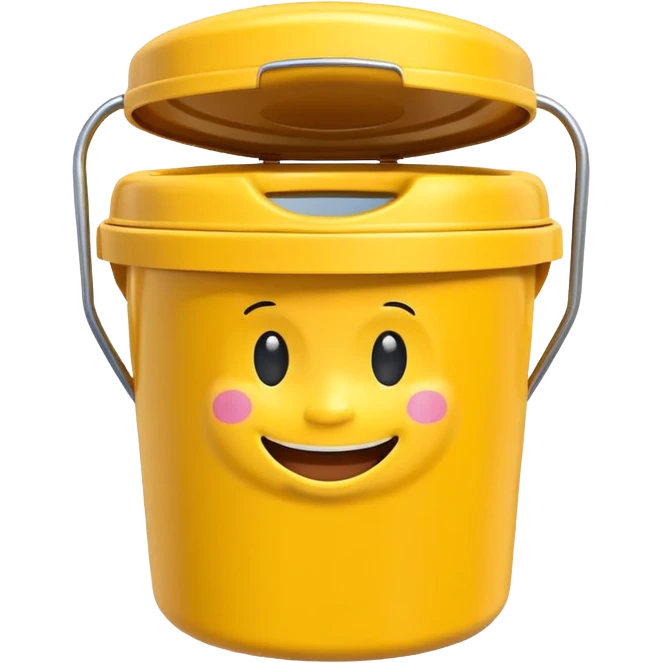 honey bucket portable toilet with a cheerful face emoji