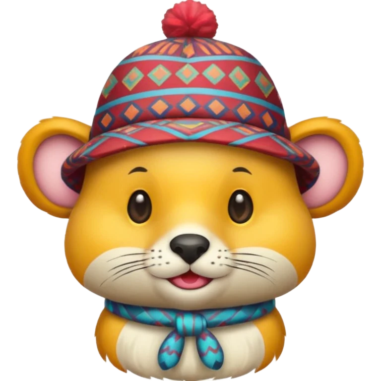 animal wearing patterned hat  emoji