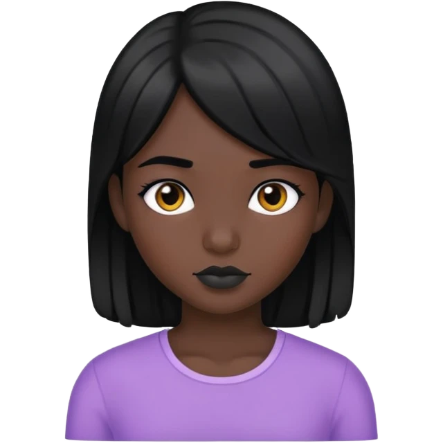 girl with black hair and black skin emoji
