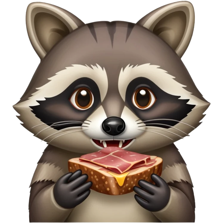 raccoon eating SPAM meat EMOJI  emoji