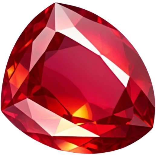 Cinematic Realistic Ruby Emoji, Deep and rich, with a smooth, polished surface gleaming in brilliant red, the facets catching light and casting fiery reflections. The rich color seems to glow with an inner warmth, while a soft, subtle shimmer highlights the edges. Soft glowing outline, capturing the essence of passionate beauty and timeless elegance in a precious ruby. emoji