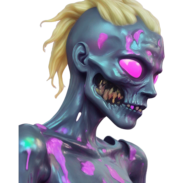 .Zombie_ Vaporwave black holographic oilslick zombie unicorn  emoji