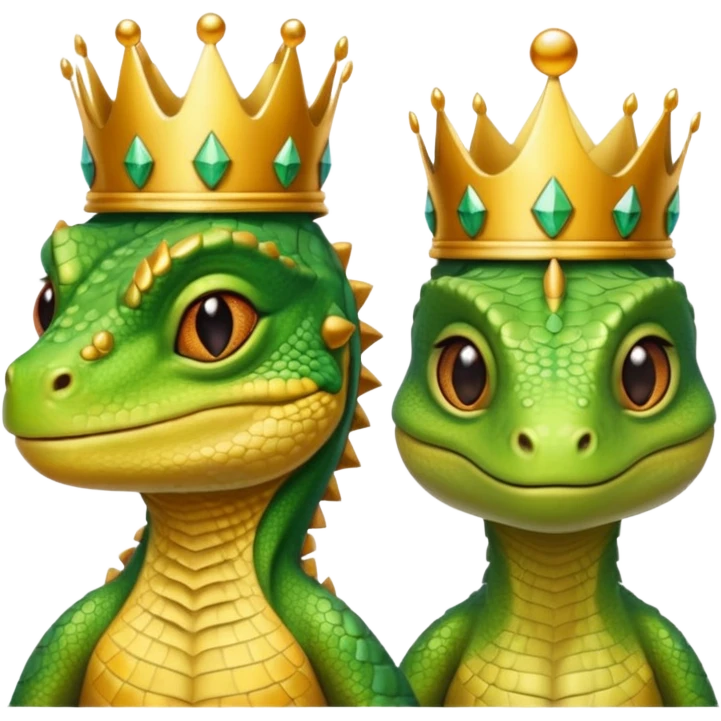 Female and male Lizard with crowns emoji