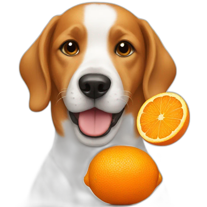 Dog eating orange emoji