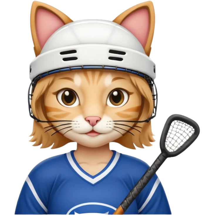 female cat hockey player with hockey stick emoji