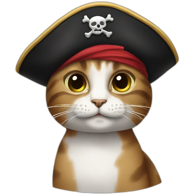 Cat with a pirate hat and eyepatch emoji