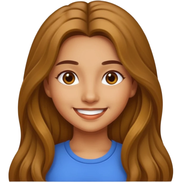 create a girl with hazel long hair, olive colour eyes and beautiful smile emoji