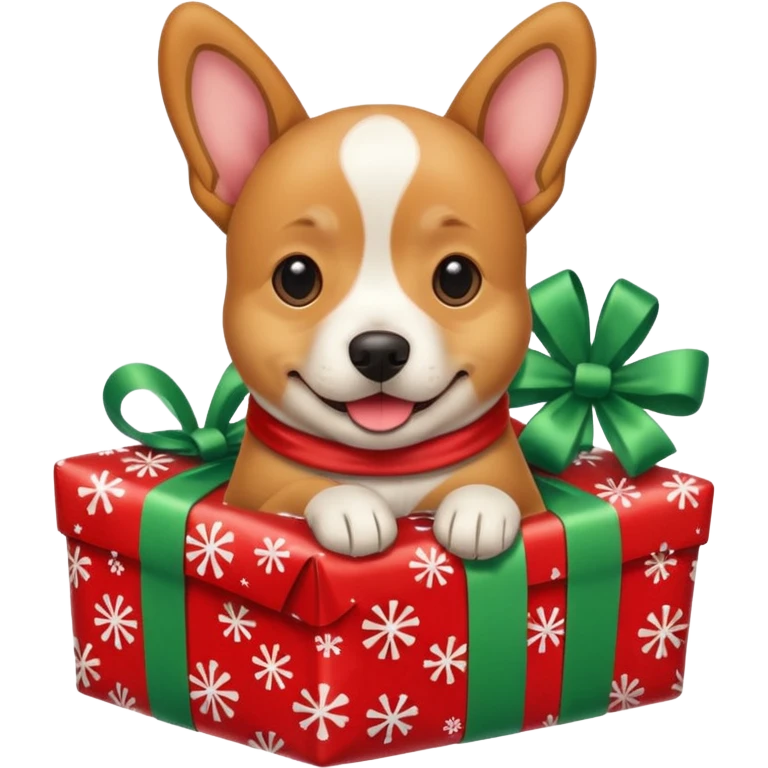 Dog in wrapped paper new yaer  emoji