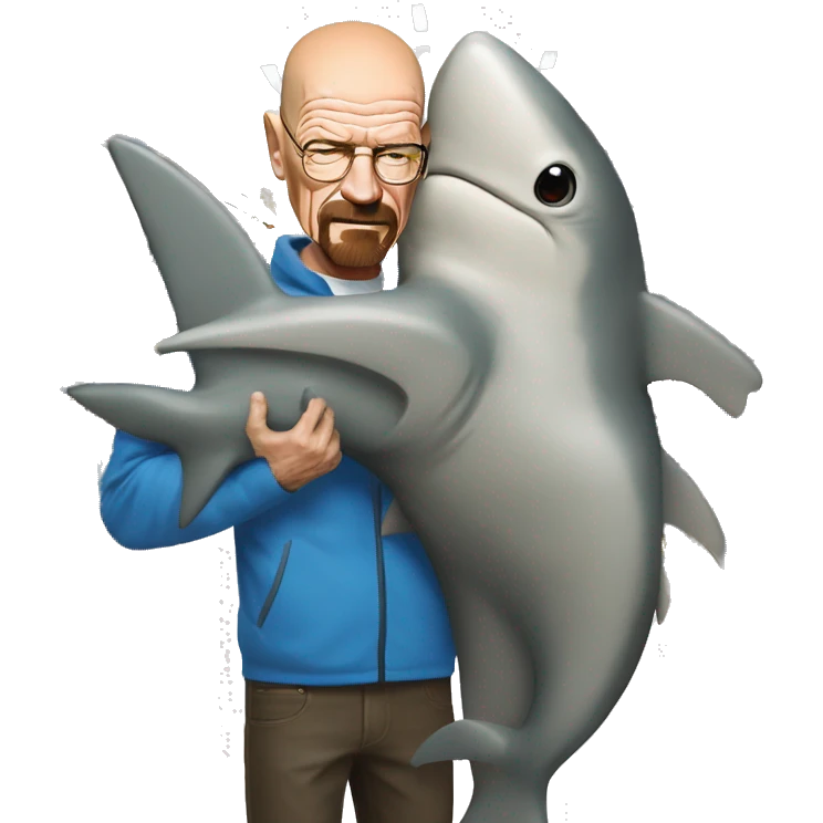 Walter white hugging blähaj shark from ikea emoji