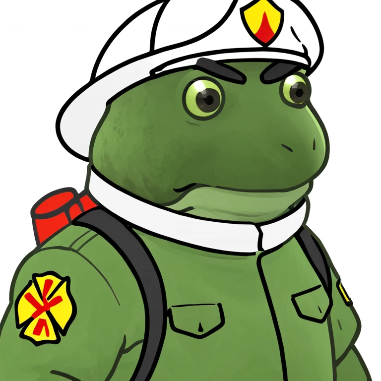 bufo in a fire fighter suit emoji