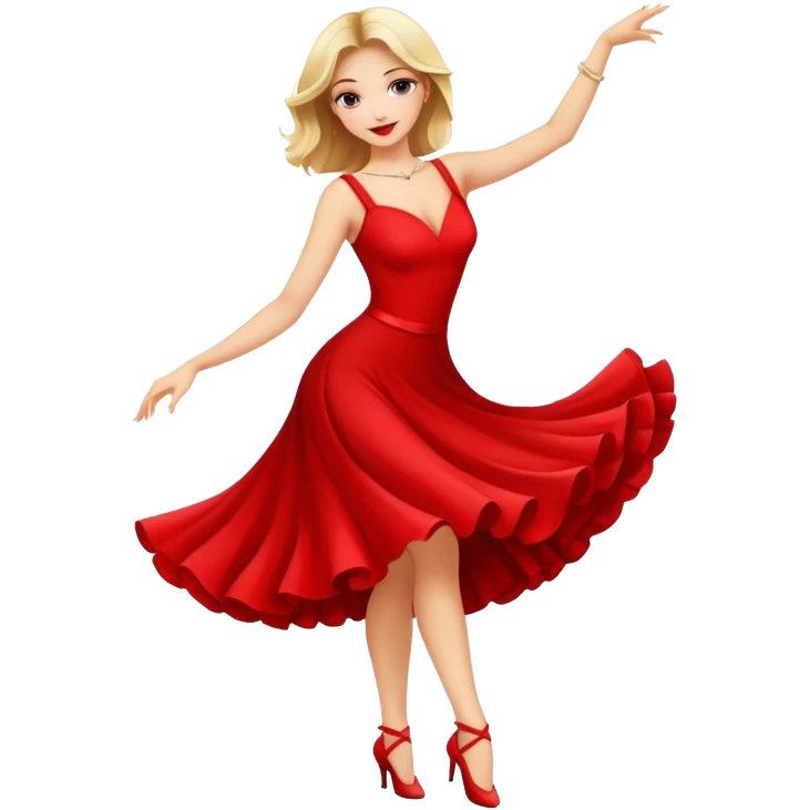 beautiful girl in red dress dancing salsa emoji