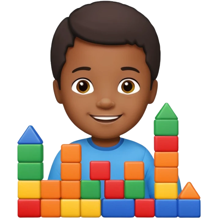 Toddler black boy – stacking colorful building blocks.
 emoji