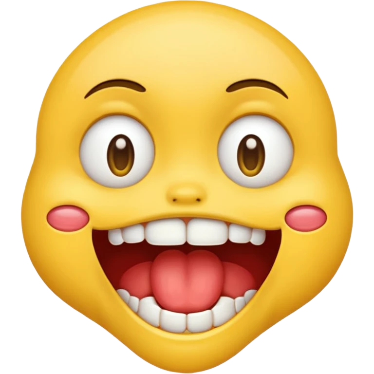 Emoji with 2 front teeth drewling with eyes looking different direction emoji