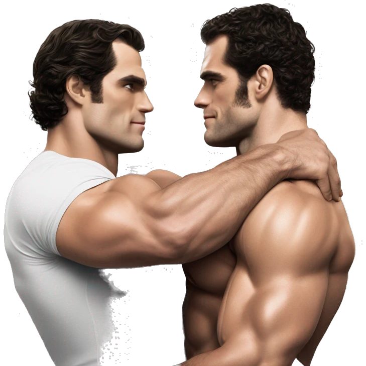  Henry cavill and henry cavill bodybuilders hug realistic emoji