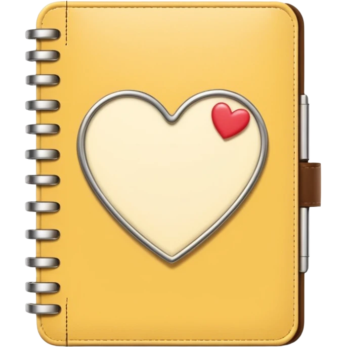 cute agenda , butter yellow/gold/brown themed with maybe a little heart on it. its paper in it and rings at the top of it where the paper is on emoji