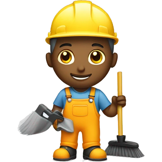 Construction worker cleaning floor emoji