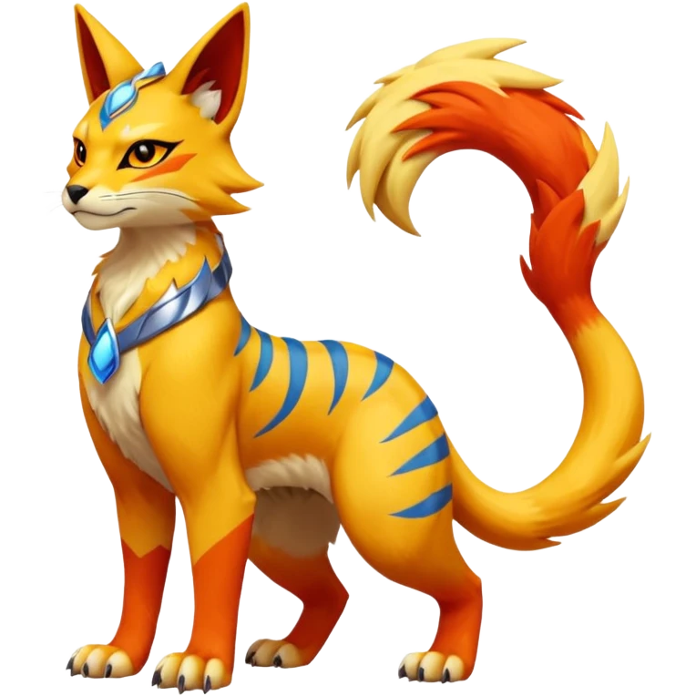 Matias-Koraidon-Renamon-Zeraora-Bastet-Fakémon-fusion-creature, full body emoji