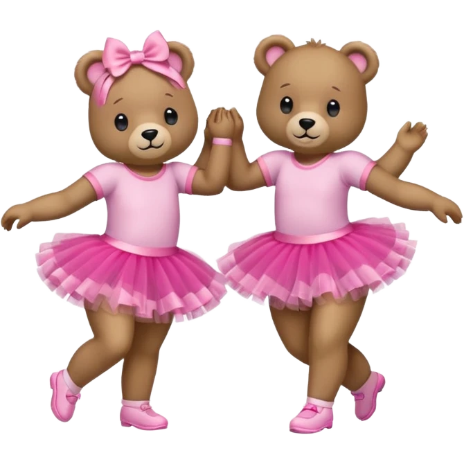 Mom and daughter bears dancing at pink pony club emoji