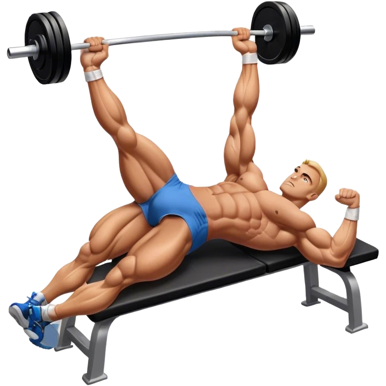 side-view bodybuilder lying down barbell glute-bridges emoji