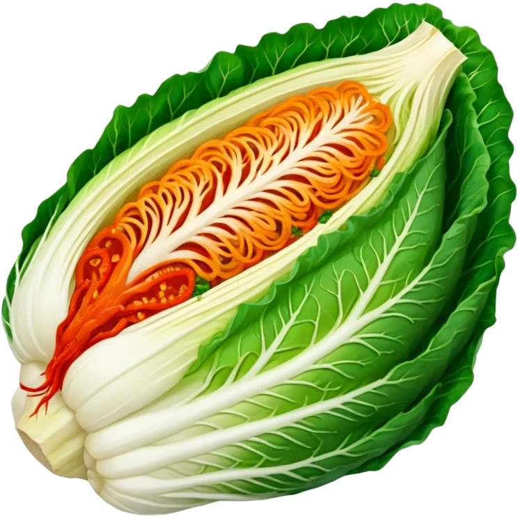 cross-section of napa cabbage with kimchi red seasoning, no green, no face emoji