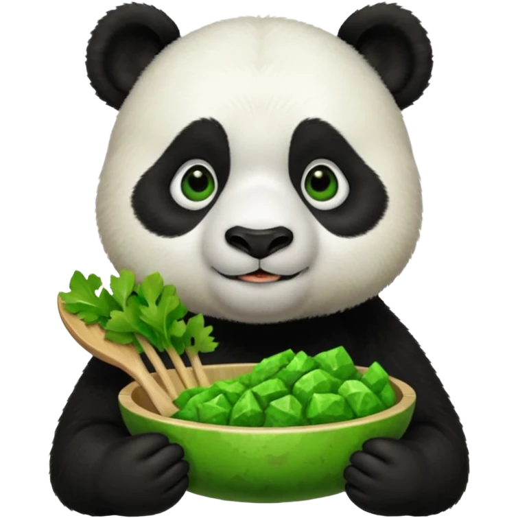 Teacher Panda eating green meat emoji