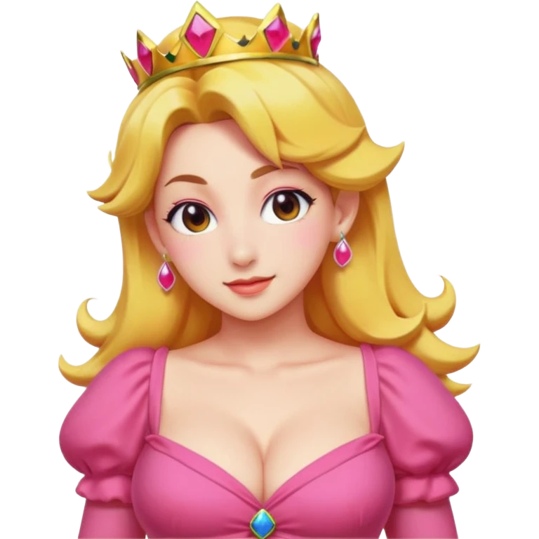 princess peach, minimal wardrobe malfunction, vibrant colors, seductive, (small boobs:5), (paizuri:2) emoji