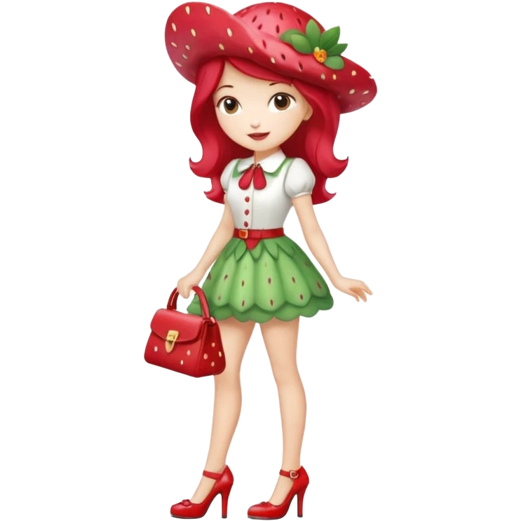 pretty and cute realistic modern day strawberry shortcake full body with high heels emoji