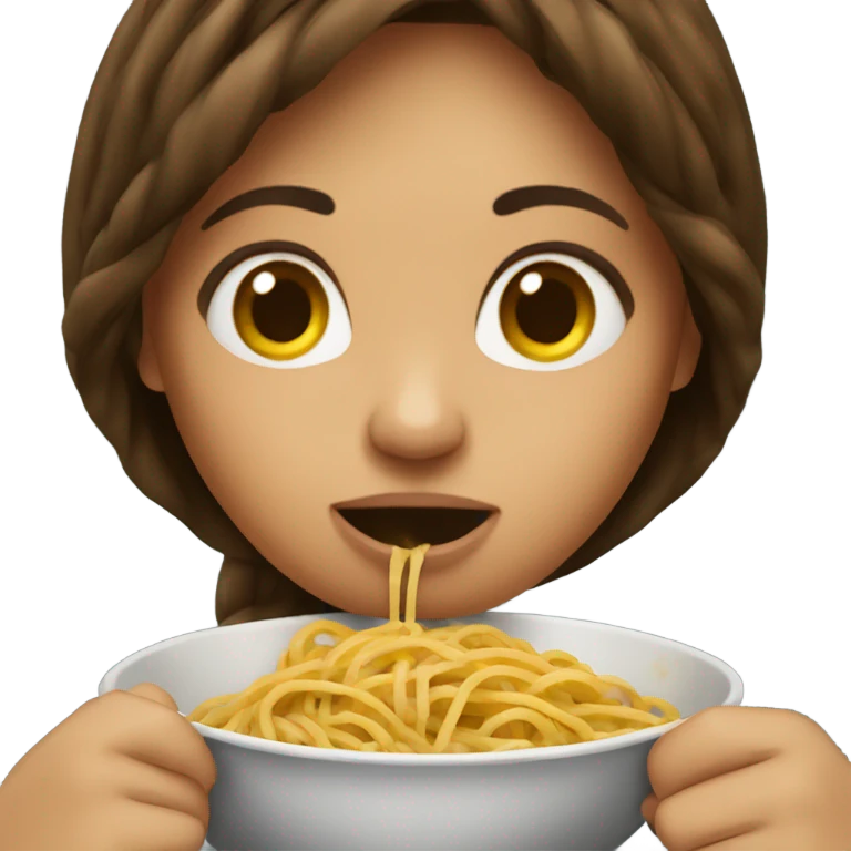 Girl with brunette hair eating spaghetti  emoji
