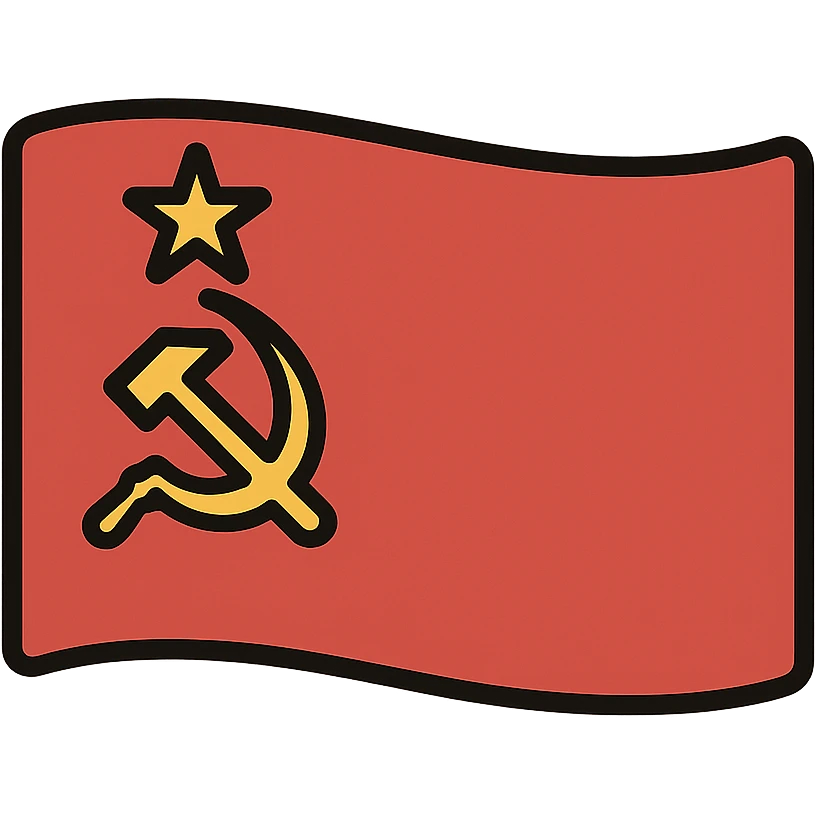 Soviet Union flag, vintage look, slightly faded red, gold hammer and sickle with star, no text emoji