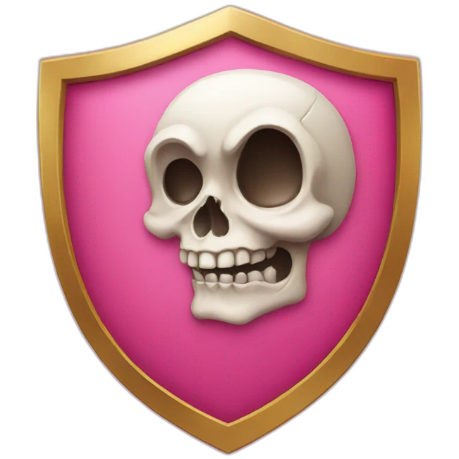 cartoon skull on a pink shield emoji