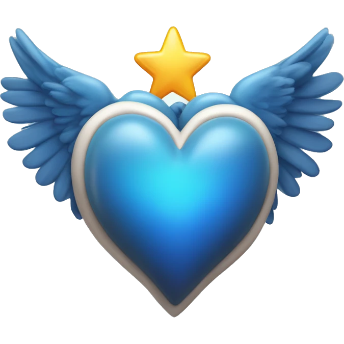 corazón azul con alas y una estrella fugaz emoji