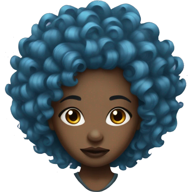 black girl with curly blue hair and a septum piercing  emoji