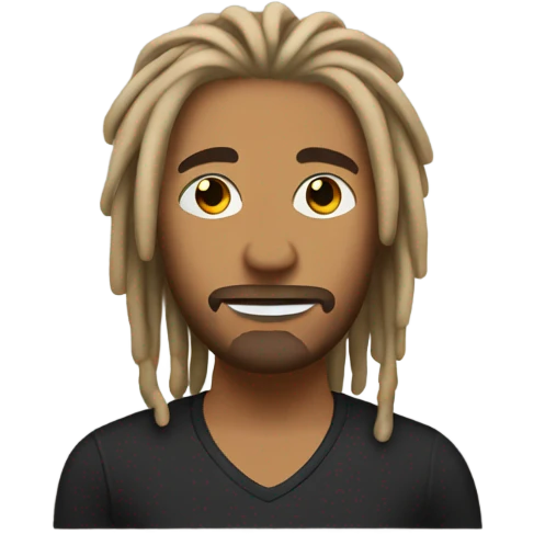 short tan man with black and blonde dreads emoji