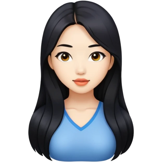 Sexy and lean beautiful Asian girl with long black hair emoji