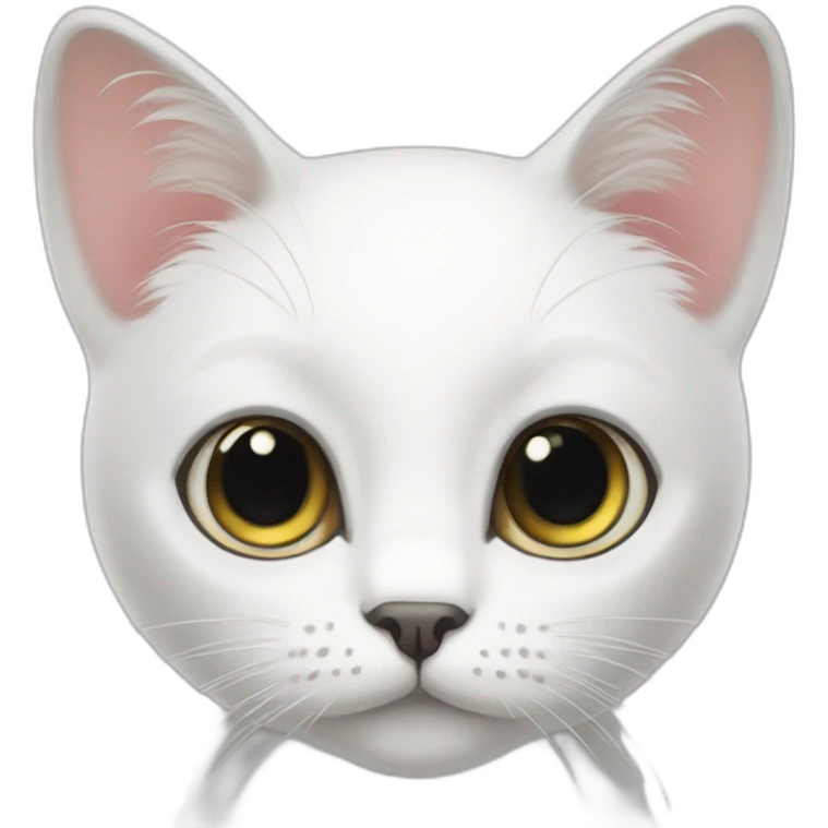 Cute white cat with huge eyes emoji