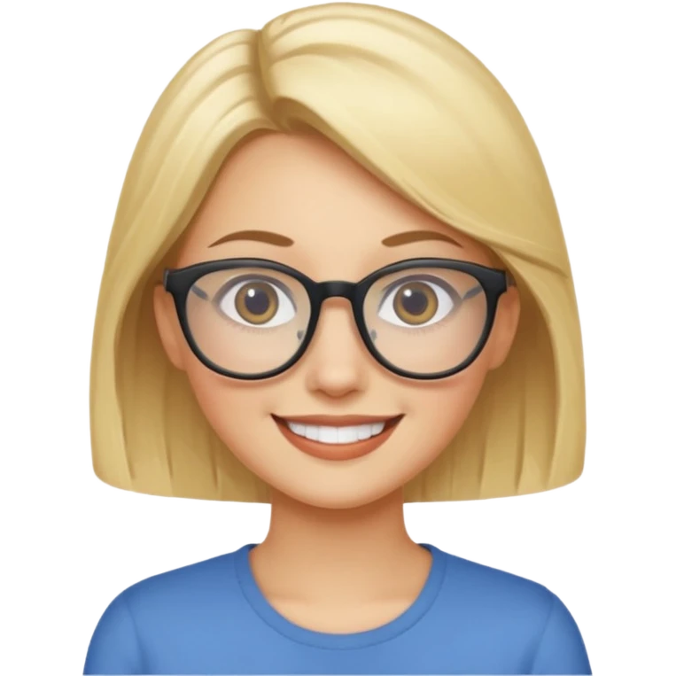 female with fair complexion, blonde hair with eyeglasses emoji