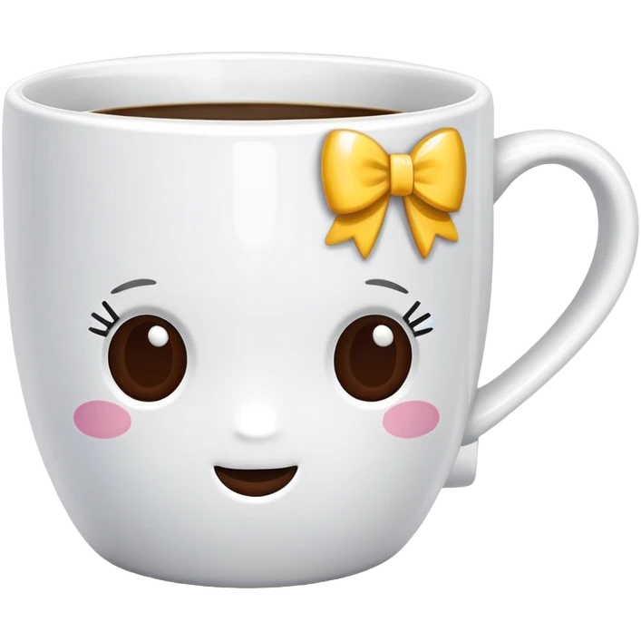 Coffee mug with bow emoji
