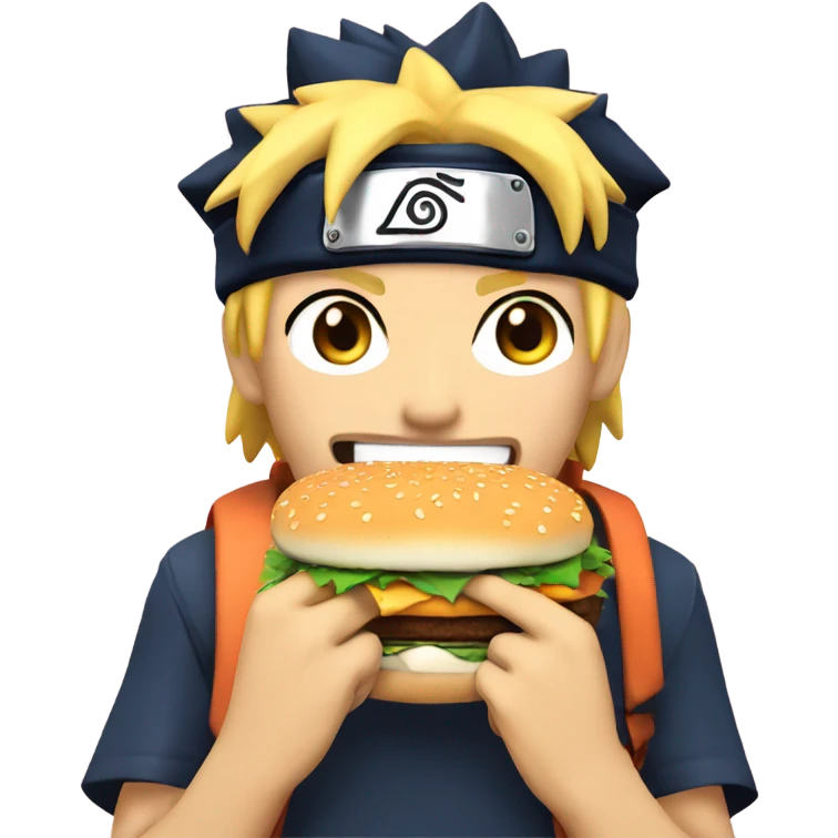 Naruto eating burger emoji
