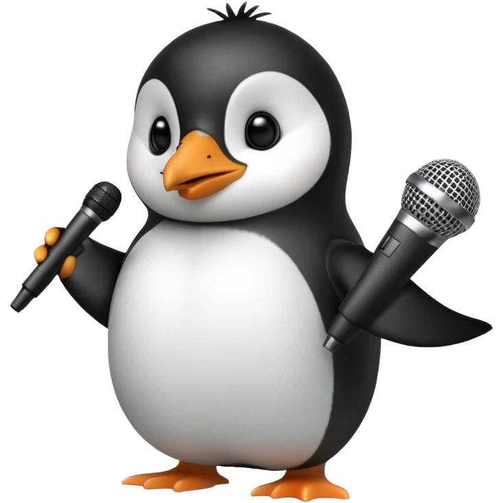 penguin with microphone emoji