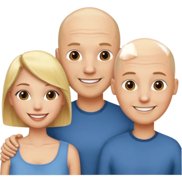 Two blonde women and a man with bald head emoji