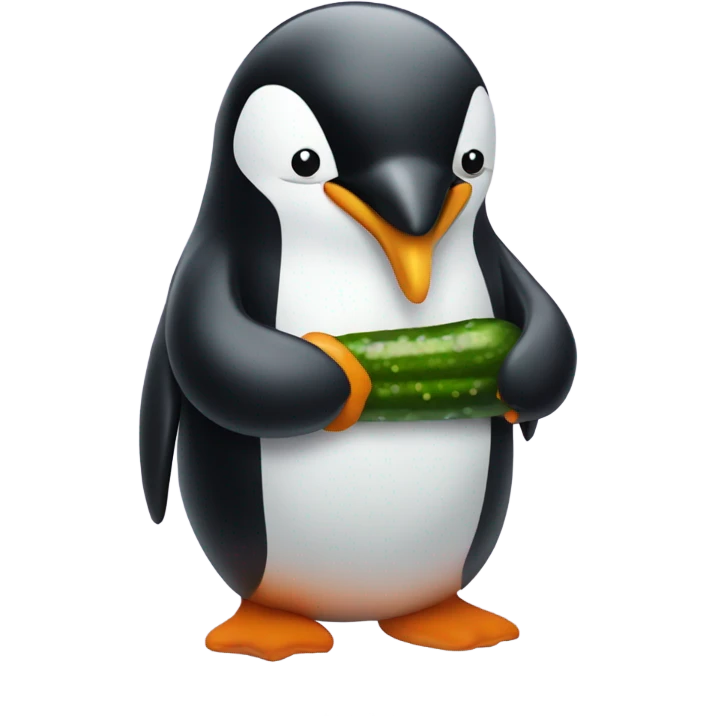 Penguin eating pickles emoji