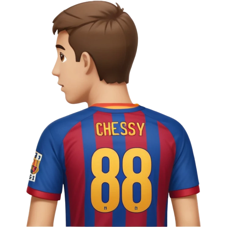 buat custom barcelona nama chessy nomor punggung 8 menghadap belakang hanya baju nama chessy emoji