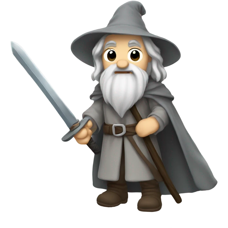 Gandalf the gray with sword emoji