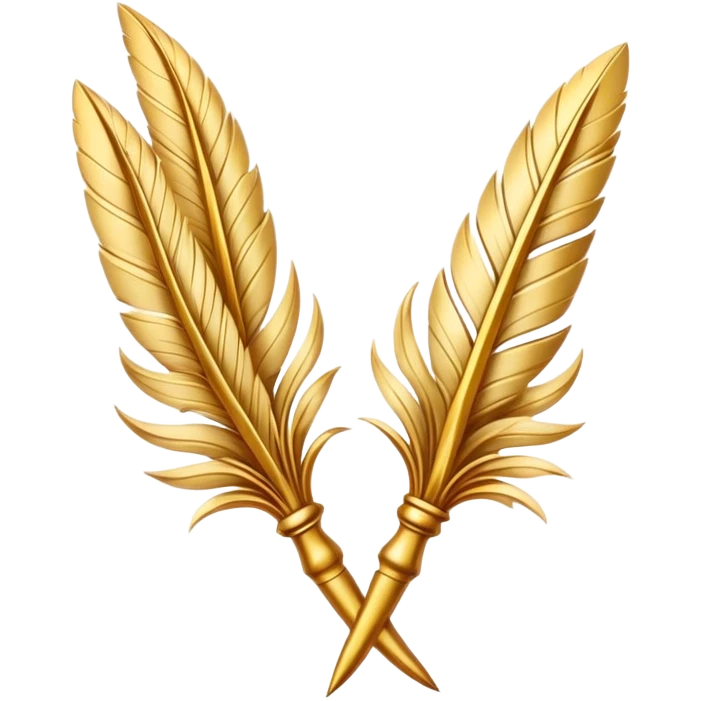 two golden quills crossing in front of each other emoji